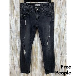 Free People Skinny Gray Denim Jeans